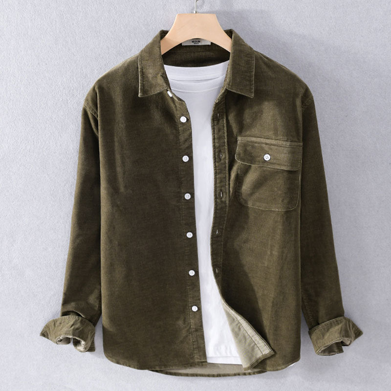 The Sutton Shirt corduroy button-up side view